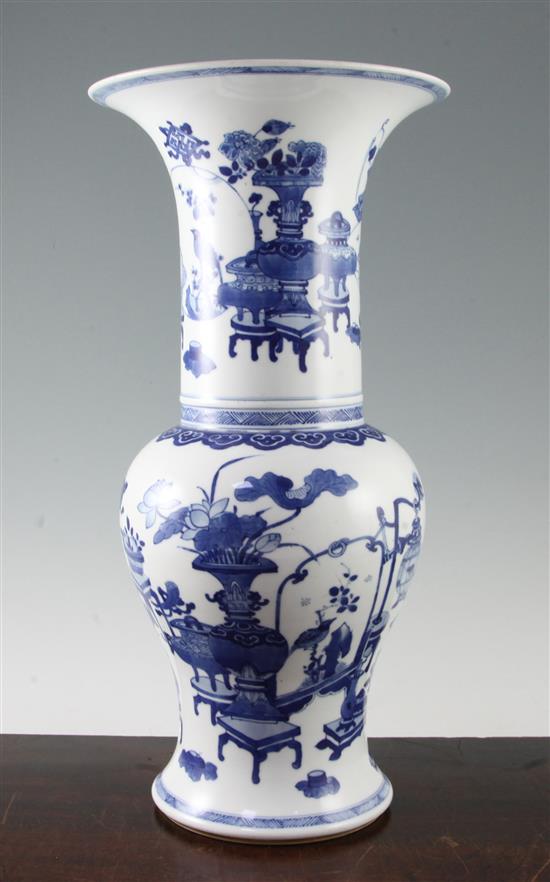 A Chinese blue and white yen-yen vase, probably Kangxi period, height 44.5cm